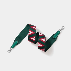 Large sangle d'épaule de rechange en toile pour sacs à main, style vert et rouge chic élégant.