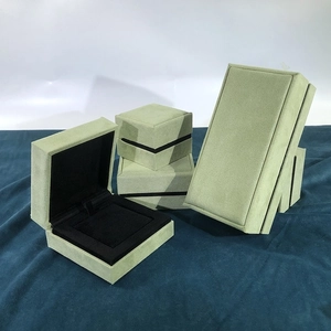 Scatola Per Gioielli In Velluto Fodera In Scamosciato Organizzatore Anello Ciondolo Bracciale Confezione Regalo Tinta Unita