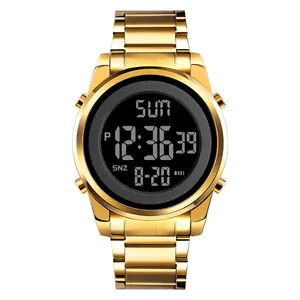 Orologio Digitale da Uomo SKMEI 1611 Moda Business Cinturino in Acciaio Inossidabile Cassa in Lega di Zinco 30M Impermeabile Doppio Orario Cronografo Sveglia Retroilluminazione LED Orologio Elettronico da Polso per Uomo