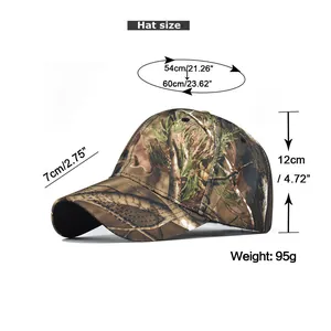 Tableau des tailles pour casquette camouflage en coton avec tour de tête et bordure