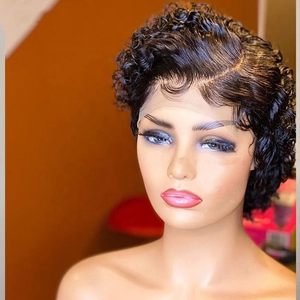 Short black curly afro wig with fluffy layers and natural hairline for a stylish look