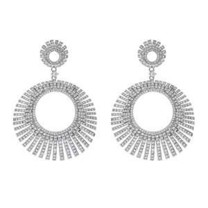 Vintage Copper Luxurious Zirconia Drop Earrings Elegant Geometric Tassel Rhinestone Earrings For Women Wedding Party Jewelry