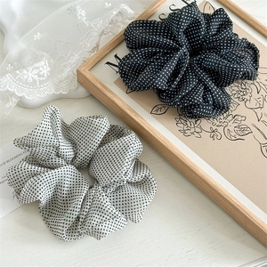 Polka Dot Mesh Scrunchies Large Chiffon Hair Ties High Elasticity Fashion Hair Bands Women Headwear