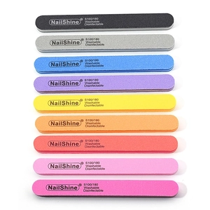 Set of 9 colorful washable nail files grit 100/180 for professional manicures