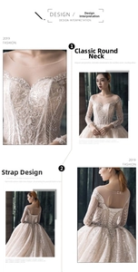 Detail of bridal gown with shimmering sequins, lace sleeves and lace-up corset back