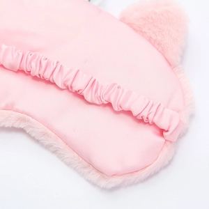 Pink plush unicorn sleep mask with comfortable elastic satin strap for soft light blocking