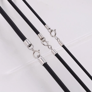 Black Rubber Necklace Cord With 925 Sterling Silver Clasp DIY Jewelry Making Finding Minimalist Unisex