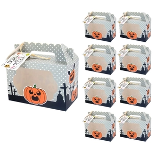 Halloween gift box set with pumpkin pattern, window design and Trick or Treat tags