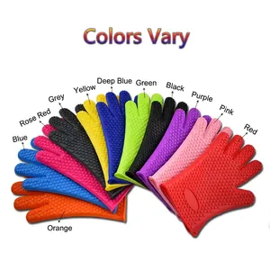 Thickened heat-resistant silicone gloves with heart anti-slip texture in 11 multiple colors