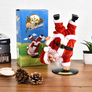 Bambola Di Babbo Natale Ballante Elettrica Sottosopra Rotazione Musica Giocattolo Decorazione Natalizia Peluche Plastica