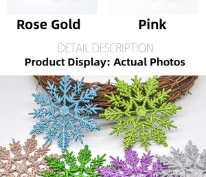 Detailed view of colorful glittery 10cm snowflake ornaments for Christmas tree decor