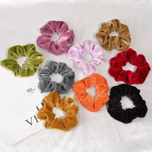 Colorful velvet scrunchies set for women and girls, soft hair ties for daily ponytails.