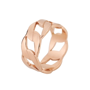 Anello minimalista in acciaio inossidabile oro rosa con design a catena e cinturino