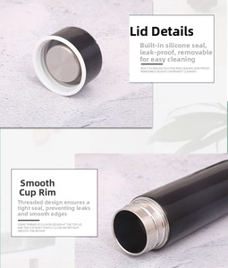 Detail showing leak-proof silicone ring and threaded stainless steel mouth of mini flask
