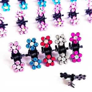 Mini Pinces à Cheveux Crabe Fleurs Strass Plastique Petits Accessoires Cheveux pour Enfants Filles Épingles à Cheveux Mignonnes Décoration Quotidienne