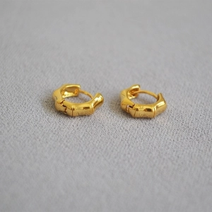 Orecchini A Cerchio Con Nodo Di Bambù Ottone Placcato Oro 18K Minimalisti Geometrici Vintage Eleganti Per Donne