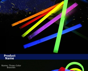 Vibrant multi-color glow sticks detail showing triple connectors for neon bracelets