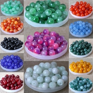Round Loose Beads Natural Stone Polished Gemstone For DIY Jewelry Making Bracelet Necklace Crafting Smooth Multi Color