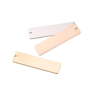 Polished rectangular stainless steel tags in silver, rose gold, and gold for DIY engraving
