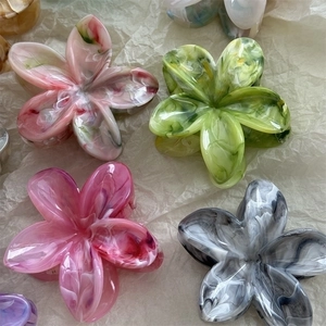 Flower Hair Claw Clip Acetate Marble Texture Shark Hair Clamp Strong Hold Non Slip Floral Styling Tool For Women Girls