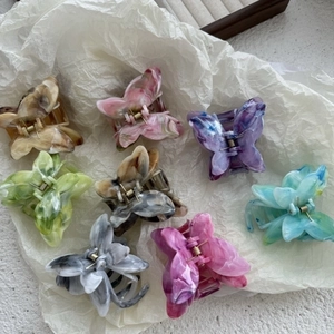 Butterfly Hair Claw Clip Acetate Marble Ink Texture Elegant Shark Clip Headwear Fashion Styling Accessory Women Gift