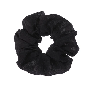 Minimalist French style black pleated fabric scrunchie for elegant women hairstyles