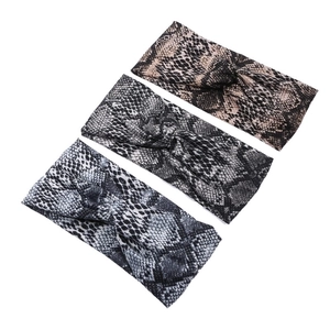 Snake Print Headband For Women Wide Twisted Knot Elastic Hairband Sports Yoga Fashion Hair Accessories