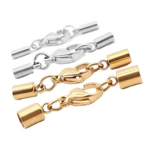 Golden and silver stainless steel lobster clasps with end caps for DIY jewelry
