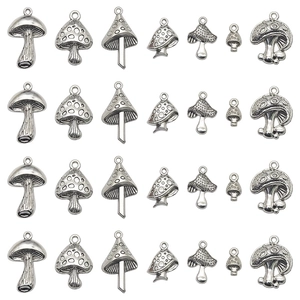 Vintage Zinc Alloy Mushroom Charms Antique Silver Pendants For DIY Necklace Bracelet Earring Jewelry Making Accessories