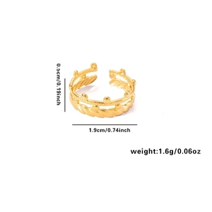 Detail view of 18K gold plated double layer ring with beads and size measurements