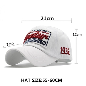 White vintage Arizona 1932 embroidered cotton baseball cap with dimension details