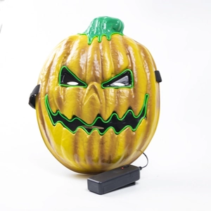 Halloween LED glowing pumpkin mask with EL wire and external battery control box