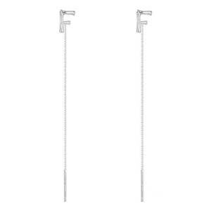 Elegant S925 sterling silver tassel drop earrings with stylish F letter design