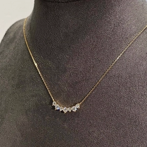Elegant S925 silver 18K gold smile necklace with seven sparkling zircon stones for women