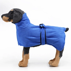 Accappatoio assorbente per cani blu navy con cintura regolabile in tessuto microfibra