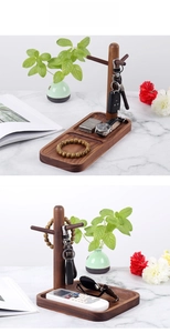 Vertical wooden storage rack with beech base for organizing glasses, keys and accessories