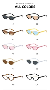 Collezione di occhiali da sole cat-eye in dieci colori di tendenza tra cui giallo e rosa
