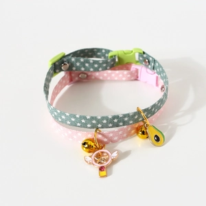 Candy-colored star pattern pet collars with cute avocado and star magic wand charms