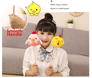 Manual massage hammer with smooth wooden handle and cute plush chick head character