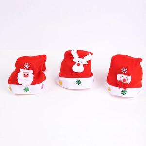 LED light-up Christmas hats for kids and adults with Santa, Reindeer and Snowman appliques