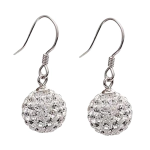 Elegant 925 sterling silver hook earrings featuring sparkling crystal paved shamballa balls