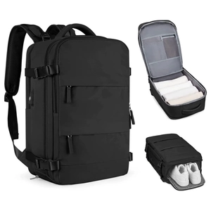 Large Capacity Travel Backpack Waterproof Polyester With USB Charging Port And Shoe Compartment Business Laptop Bag Unisex