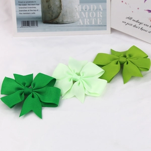 Bow hair clips in three shades of green made of high-quality grosgrain ribbon for kids