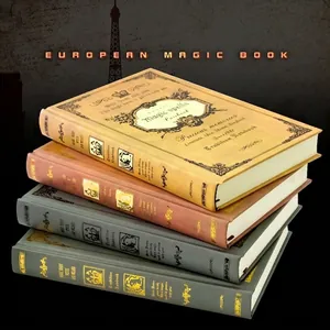 Vintage magic spells hardcover notebook set with ornate gold foil patterns in four colors