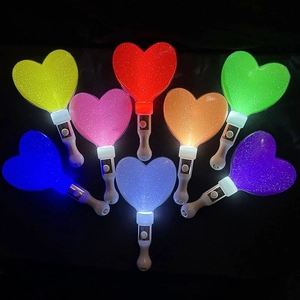 Colorful LED heart-shaped glow sticks with glitter for concert parties and events