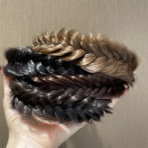 Braided Synthetic Hair Headband Fishbone Braid Non-slip With Teeth Fashion Volumizing Hair Accessories For Women