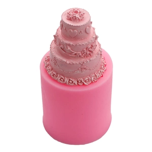 3D Three Tier Cake Silicone Mold Floral Heart Relief DIY Fondant Baking Aromatherapy Candle Plaster Soap Resin Craft