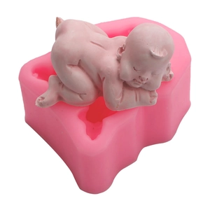 Moule en silicone bébé endormi pour décoration de gâteau fondant et artisanat en plâtre