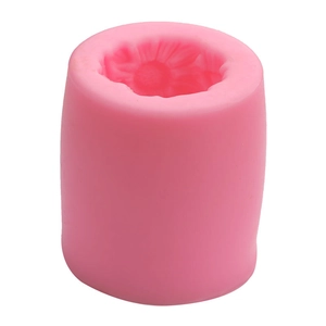 3D cylinder sunflower silicone mold in pink for cake baking, candles, and handmade soap