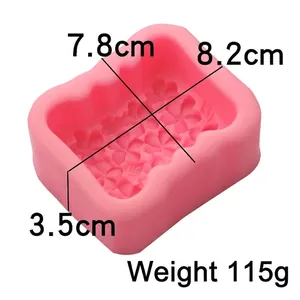 Pink silicone small flower mold for handmade soap and chocolate crafts, 8.2x7.8x3.5cm size